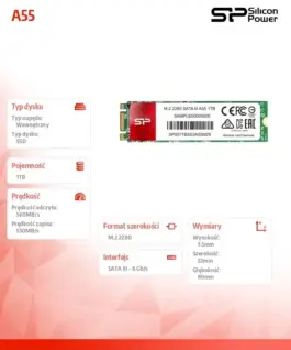 Silicon Power SSD SIP A55 1TB M.2 560/530 MB/s