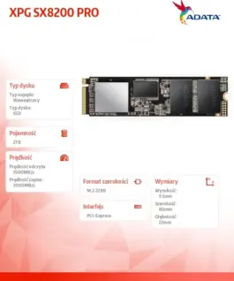 Alternative view от Adata Drive SSD XPG SX8200 PRO 2TB PCIe 3x4 3.5/3 GB/s M.2
