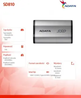 Adata Drive външен SSD SD810 1TB USB3.2C 20Gb/s silver