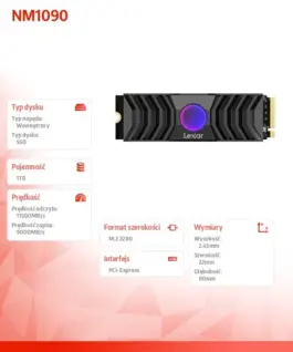 Lexar SSD диск NM1090 1TB Gen5 11500/9000 Radiator RGB