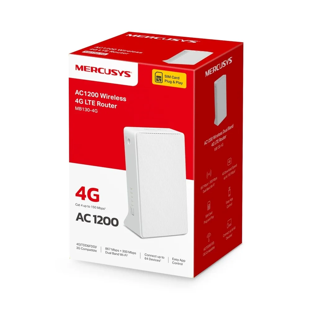 TP-LINK Mercusys MB130-4G 4G LTE Router AC1200 - Image 3