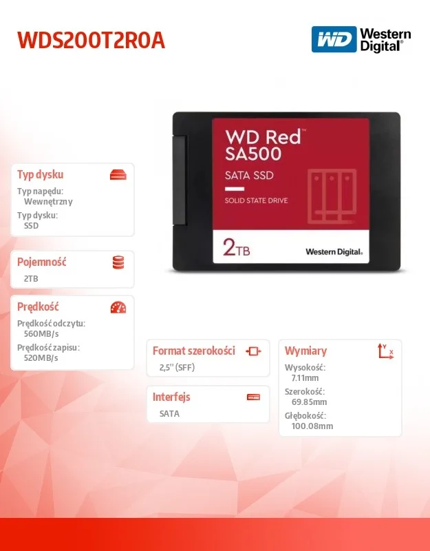 Western Digital червен SSD диск 2TB SATA 2,5 WDS200T2R0A - Image 5