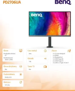 Alternative view от Benq Monitor 27 inches PD2706UA LED 5ms/QHD/IPS/HDMI/DP/USB