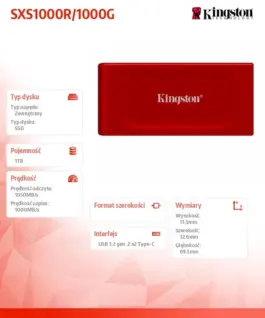 Kingston SSD XS1000R 1TB USB3.2 Gen2.2 External червен