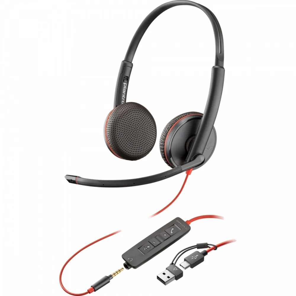 POLY Headset черенwire 3225 USB-C + USB-C/A (Bulk) 8X229A6