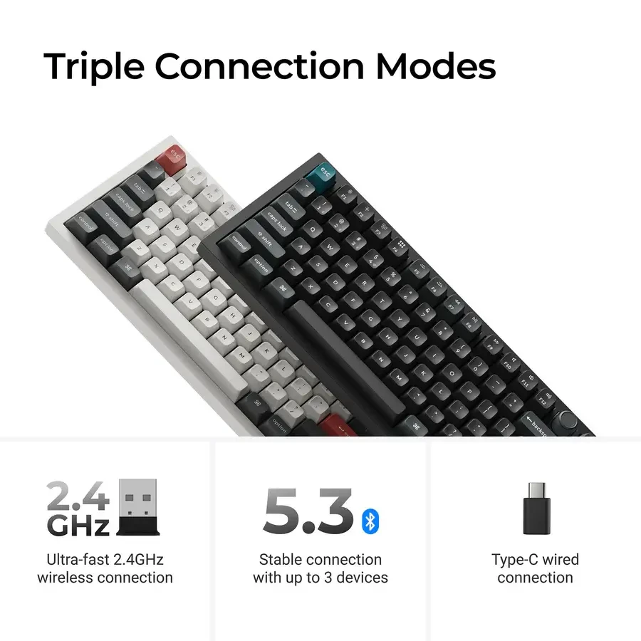 Безжична механичка клавиатура Keychron Q6 Ultra 8K Black - Silk POM Switch Banana - Image 4