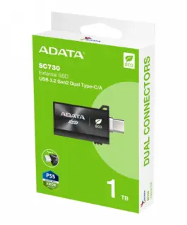 Alternative view от Adata външен SSD SC730 1TB USB 3.2C/A 600/600MB/s черен