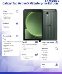 Alternative view от Samsung Таблет Galaxy Tab Active5 5G 8 inches 6+128GB Enterprise Edition зелен