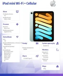 Alternative view от Apple iPad mini Wi-Fi + Cellular 256GB Blue