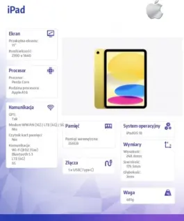 Apple IPAD WiFi + Cellular 11-inch 256GB жълт - Image 4