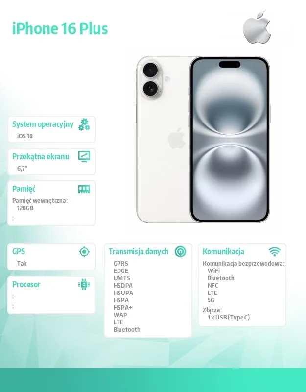 Apple iPhone 16 Plus 128GB - бял - Image 2