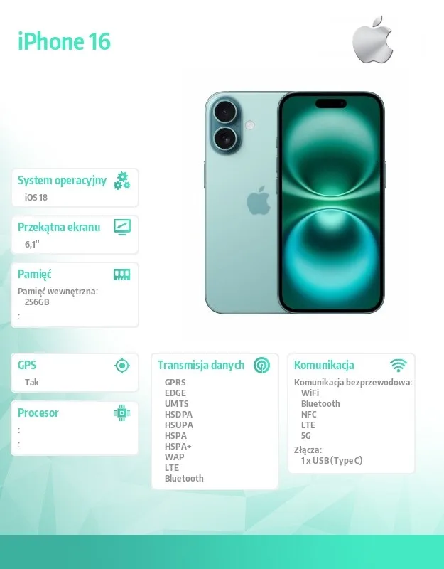 Apple iPhone 16 256GB - Teal - Image 2
