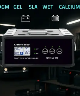 Alternative view от Qoltec зарядно 12V 24V 25A AGM GEL SLA battery LCD