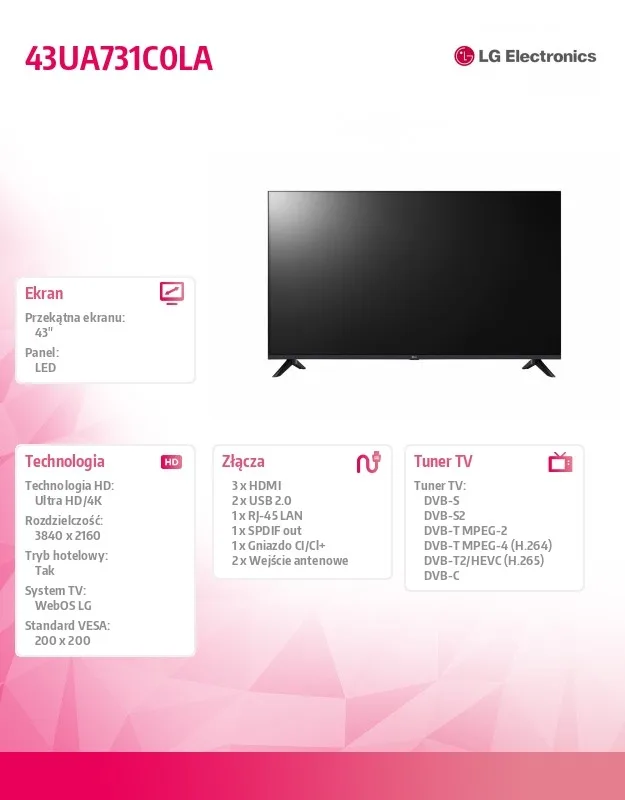 LG Electronics LED TV 43 inches 43UA731C0LA.AEEQ - Image 2
