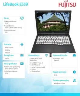 Fujitsu FTS LifeBook E559 W11P i5-8265U/16GB/240GB/15.