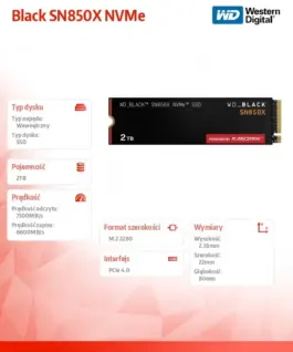 Western Digital SSD черен SN850X drive 2TB NVMe 2280 M2