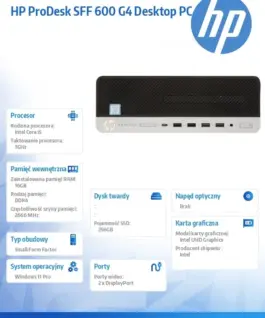 HP Inc. ProDesk 600 G4 SFF i5-8500/16GB/256SSD/W11P - Image 3