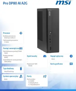 MSI Компютър PRO DP80 AI A2G-083XEU nOS/Intel Core Ultra 5 225/16GB/512GB/черен - Image 3