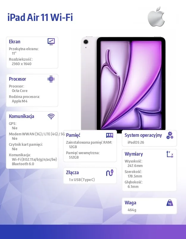 Apple iPad Air 11 inches WiFi 512GB лилав - Image 2