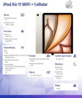 Alternative view от Apple iPad Air 11 inches WiFi + Cellular 1TB Starlight