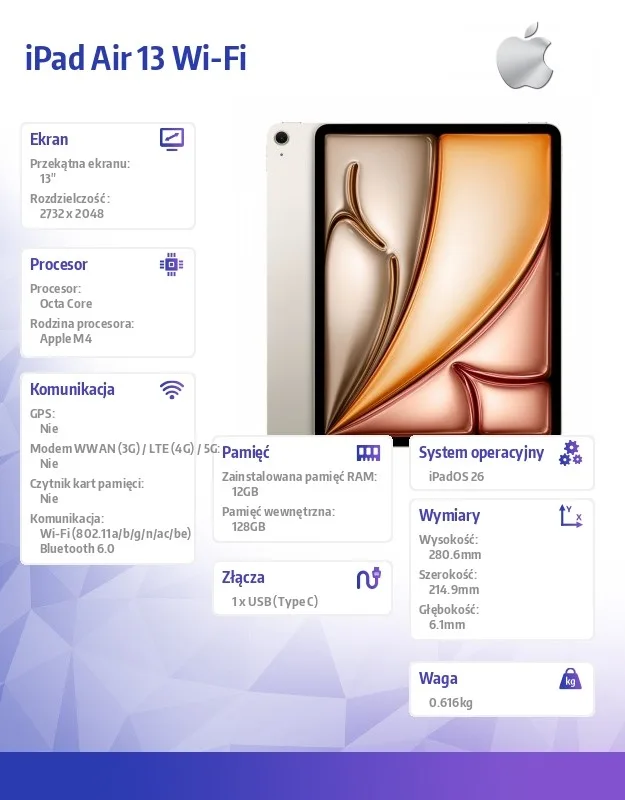 Apple iPad Air 13 inches WiFi 128GB Starlight - Image 2