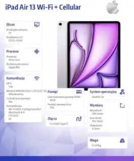 Alternative view от Apple iPad Air 13 inches WiFi + Cellular 1TB лилав