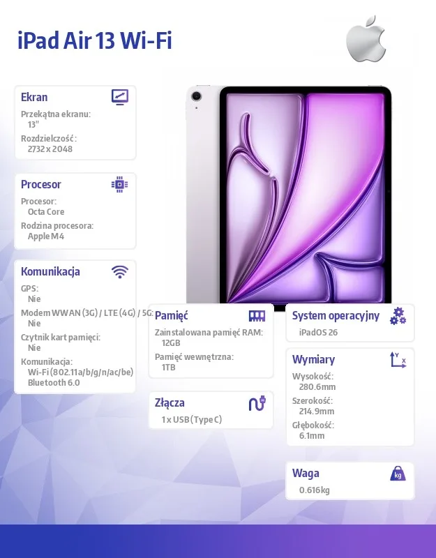 Apple iPad Air 13 inches WiFi 1TB лилав - Image 2