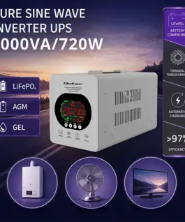 Alternative view от Qoltec Pure Sine Wave UPS 1000VA 720W AVR LCD