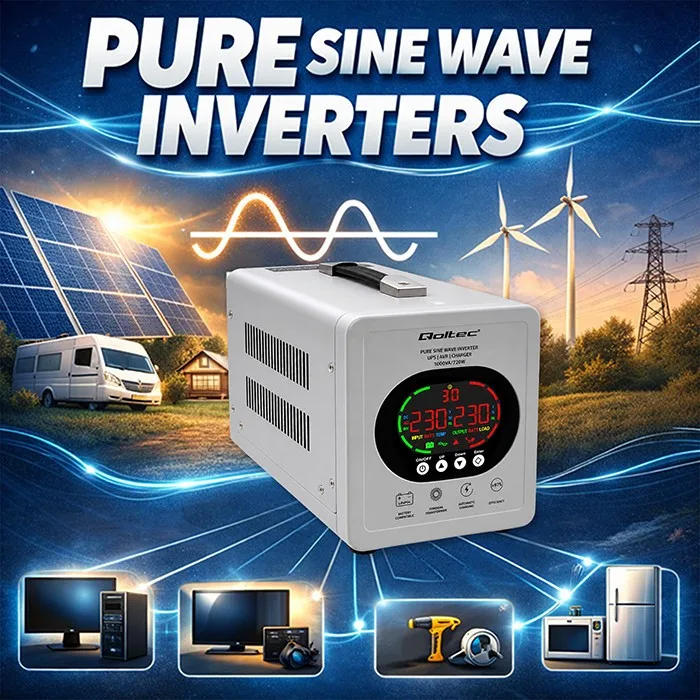 Qoltec Pure Sine Wave UPS 1000VA 720W AVR LCD - Image 5