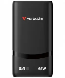 Verbatim Fold n GO зарядно GaN 65W 2xUSB-C черен