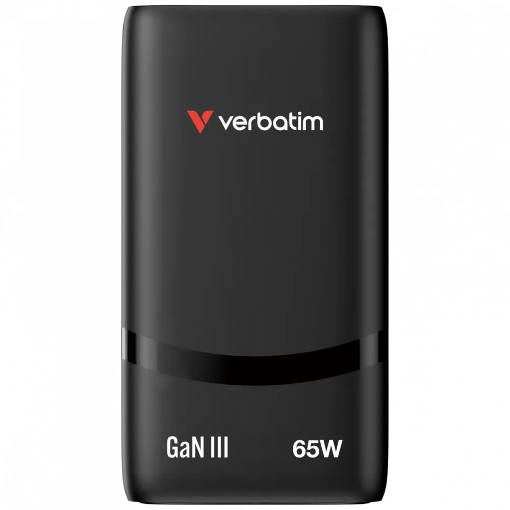 Verbatim Fold n GO зарядно GaN 65W 2xUSB-C черен