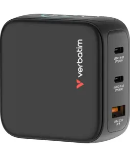 Verbatim Mini GaN зарядно 65W TFT 2xUSB-C EU/UK/USA