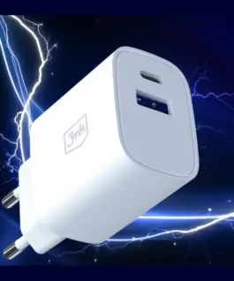 3MK зарядно 30W USB-A USB-C PD 3.0 QC 4+ бял