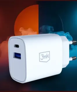 3MK зарядно 30W USB-A USB-C PD 3.0 QC 4+ бял