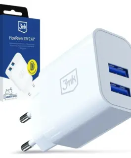 3MK зарядно 10W 2xUSB-A 24A FlowPower бял