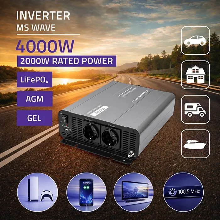 Qoltec MSWave voltage конвертор 12V to 230V 2000W 4000W - Image 2