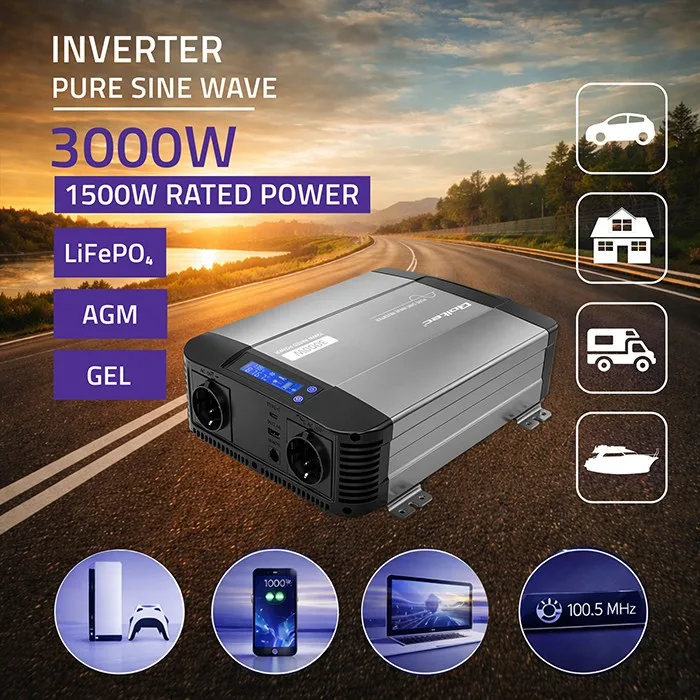 Qoltec Pure sine wave inverter 12V to 230V 1500W 3000W - Image 2
