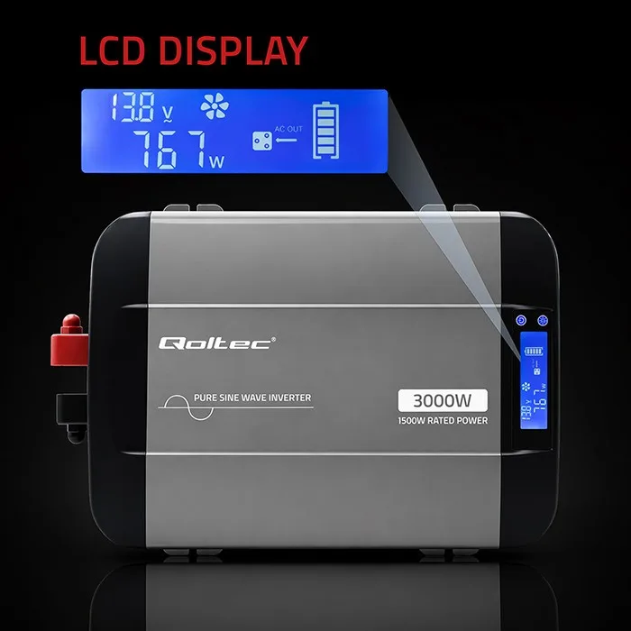 Qoltec Pure sine wave inverter 12V to 230V 1500W 3000W - Image 5