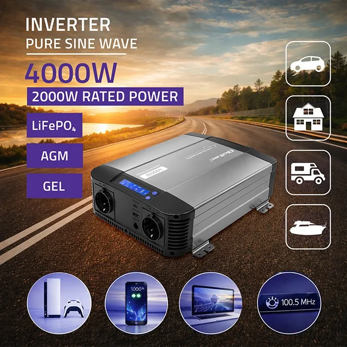 Qoltec Pure Sine Wave Inverter 12V to 230V 2000W 4000W - Image 2