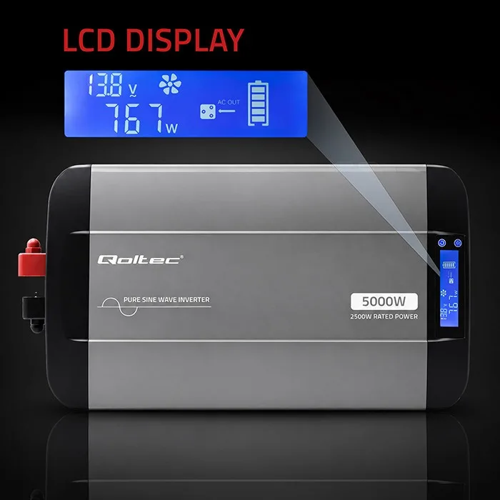 Qoltec Pure Sine Wave Inverter 12V to 230V 2500A 5000W - Image 4