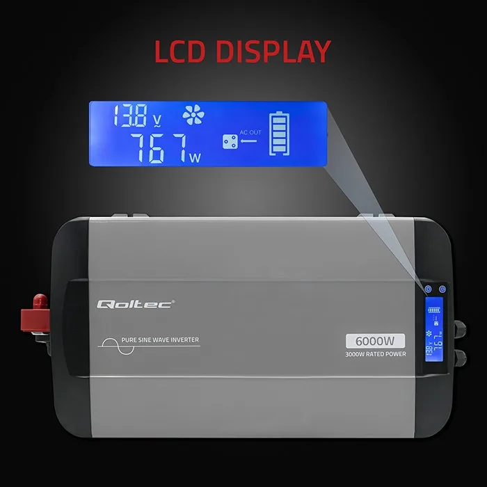 Qoltec Pure Sine Wave inverter 12V to 230V 3000W 6000W - Image 3