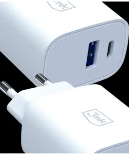 3MK зарядно 25W USB-A USB-C PD QC4+ FlowPower бял