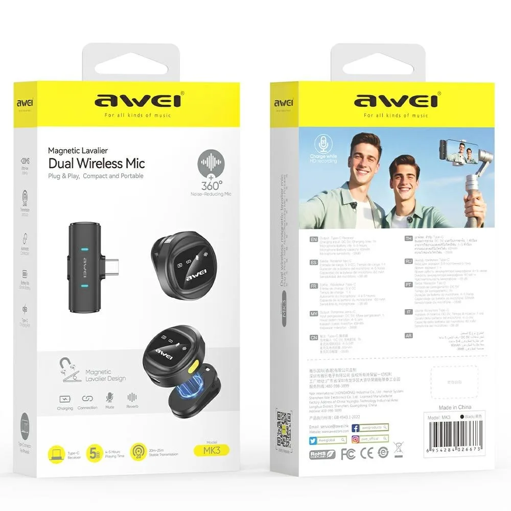 AWEI Lavalier microphone MK3 Duo черен - Image 2