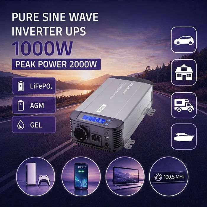 Qoltec Pure Sine Wave inverter 12V to 230V 1000W 2000W - Image 2