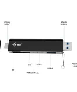 i-tec Card reader USB-C/USB-A Dongle SD TF and 2xUSB