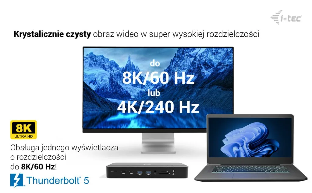 i-tec Thunderbolt 5 Triple Display Docking Station M.2 6xUSB 2.5 GLAN PD 140W - Image 5