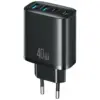 USAMS зарядно 40W T70 2xUSB-A 2xUSB-C черен