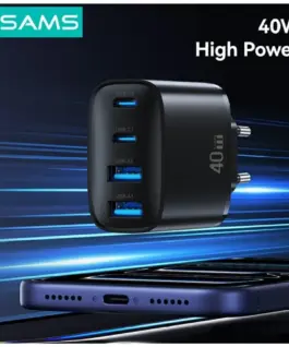 USAMS зарядно 40W T70 2xUSB-A 2xUSB-C черен