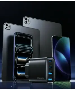 USAMS зарядно 40W T70 2xUSB-A 2xUSB-C черен