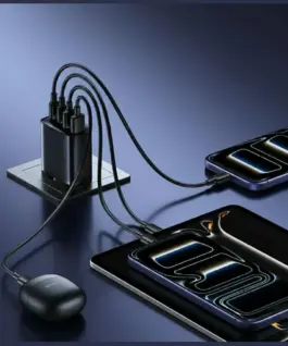 USAMS зарядно 40W T70 2xUSB-A 2xUSB-C черен